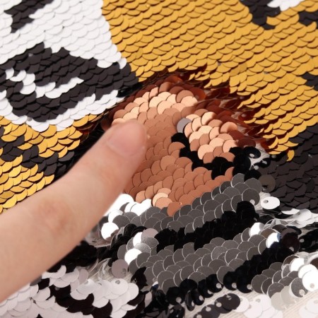 Thermal appliance is bilateral “tiger”, with sequins, 22 × 22.5 cm, gold/pink color-2
