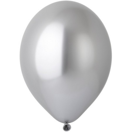 Latex ball 14 ", chrome Glossy, silver, set of 50 pcs.