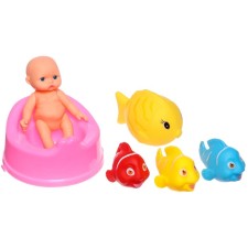 A set of rubber toys for the bathtub 