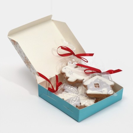 Folding box "Snowflakes", 14 x 14 x 3.5 cm, new year-4