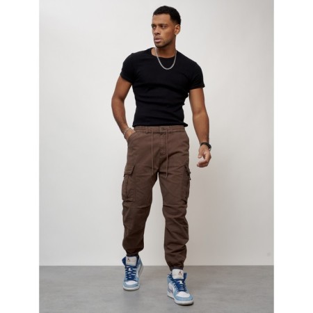 Cargo jeans men, size 56, brown color-1