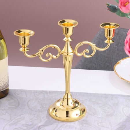 Three -rod, metallic candlestick, 26 x 10 x 27 cm-1