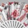 Fan plastic, textile "feathers and flowers" mix 23 cm
