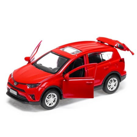 Metal machine Toyota Rav 4, 12 cm, opening doors, inertial, red color-3