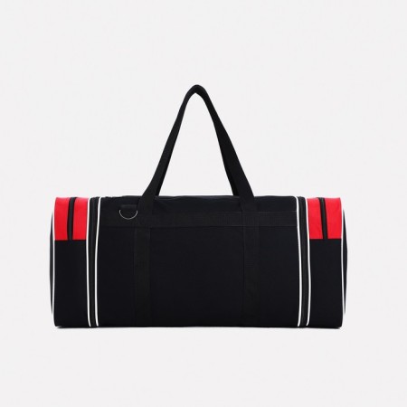 Road bag on a zipper, with an increase, 3 outer pockets, a long belt, black/red color-1