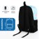 A backpack with a zipper, 3 outer pockets, blue color