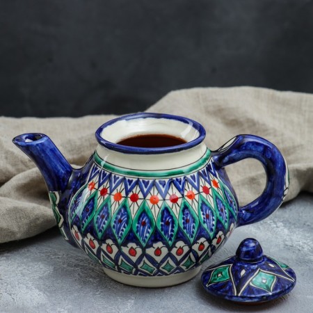 Rishtan ceramics "Flowers", 700 ml, blue mix-2