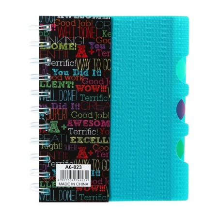 Notepad on the crest A6, 100 sheets, line, plastic cover, with graffiti dividers, mix-3