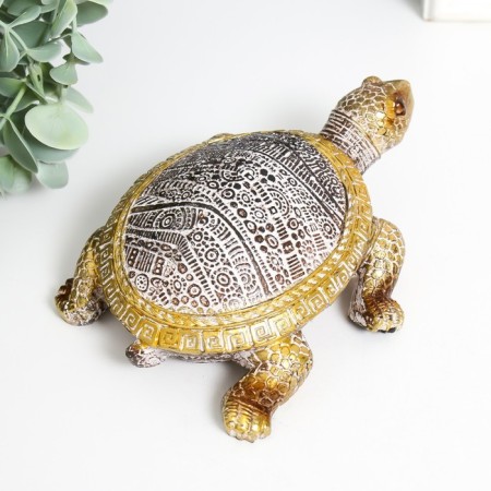 Souvenir Polystone "Little Turtle" with a golden pattern 10.5x10.5x5.5 cm-2