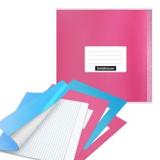 Set of covers for notebooks and diaries, PP 12 pcs, 212 x 395 mm, 100 μm, Erichkrause Glossy Bubble Gum, adhesive edge, flavored plastic, stickers as a gift, mix