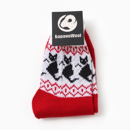 Women's socks "cat", red color, rr 25-27-2
