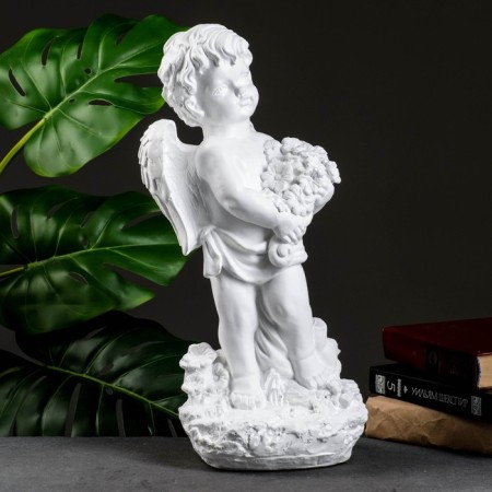 Figure "Angel with flowers" Big white 20x19x42cm