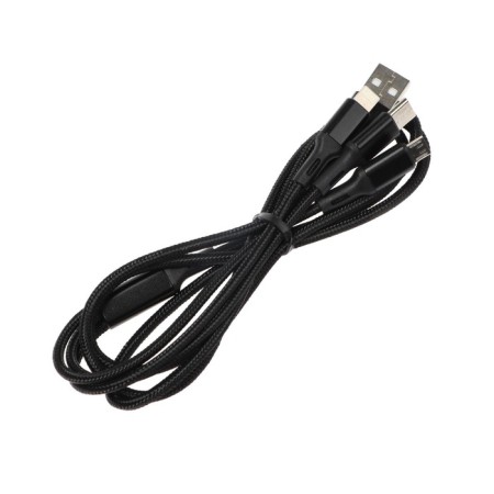 Cable 3 in 1 Exployd Ex-K-1417, USB-Microusb/Lightning/Type-C, 2.4 A, 1.2M, nylon, black-2
