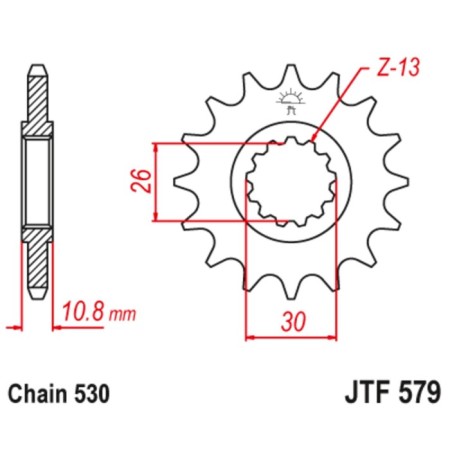 Front star, host, JTF579 for a motorcycle, steel, chain 530, 16 teeth