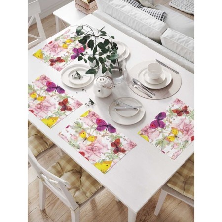 A set of napkins for setting the table “Letter in butterflies”, rectangular, size 32x46 cm, 4 pcs