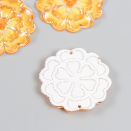 Decor for creativity plastic "Lace Flower" Orange 3.2x3.3 cm-1