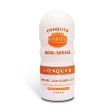 Big-Mens Cup Yoni masturbator, in a hard case, realist, vagina, orange