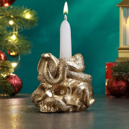 New Year. Symbol 2025. Summary New Year's "Skull with a snake" 9cm, gold