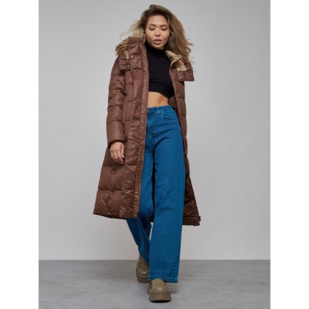 Coat insulated winter female, size 46, dark brown color-18