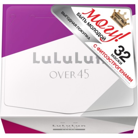 Facial mask Lululun Over 45 Blue Iris, Improving the tone and tone of mature leather, 32 pcs