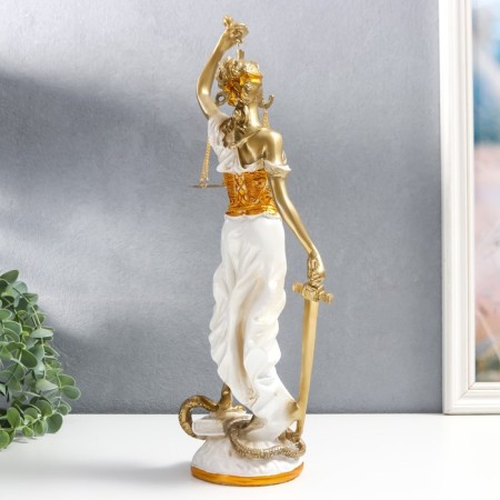 Souvenir Polystone "Goddess Femis - Justice" White with gold 38x9x9 cm-4