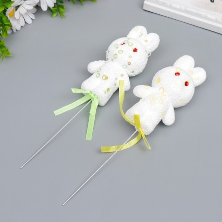 Decor on the stick "Zaychat - Sprinking, circles" set 2 pcs yellow, green 12 cm-1