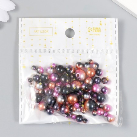 Beads for creativity plastic "Round. Gradient. Mermaid Bordeaux" d = 3-8mm, set 10 grams-2