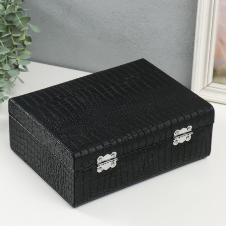Casket to the leatherette for jewelry "Case. Crocodile leather" Black 18.5x24x9 cm-5