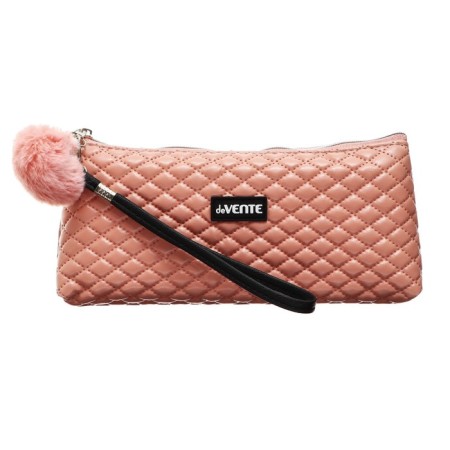 Penal is soft, 1 compartment, 80 x 210 x 35 mm, voluminous, Devente, Classic, fantle leather, with a handle, pink-1