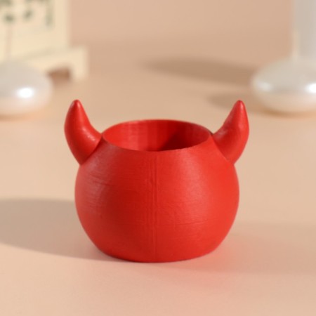 Concrete candlelight "devil" 6.5x6x5.5 cm red-2