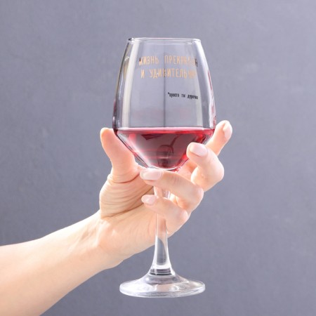 A glass for the wine "Life is beautiful and amazing" 350 ml