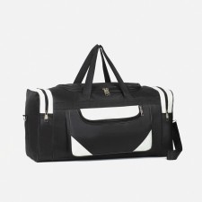 Road bag, 3 parts on zippers, external pocket, long belt, black color