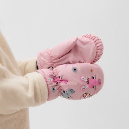 Winter children's mittens minku, light pink color, 18cm-1