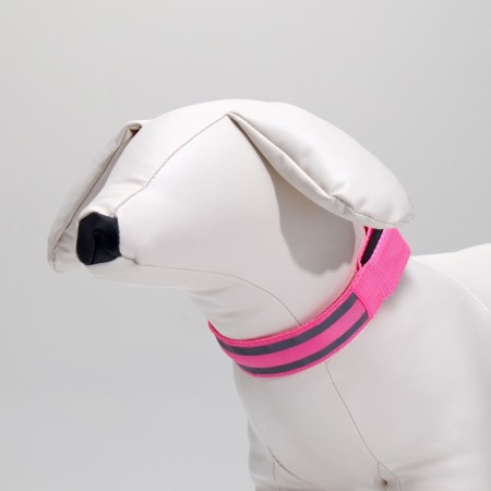 Collar with backlight double strip size S, Osh 35-43 x 2.5 cm 3 glow mode pink-10
