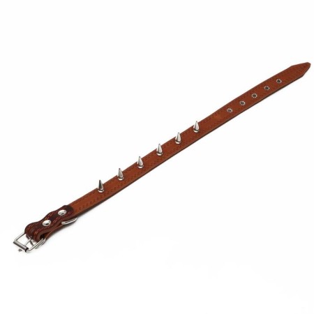 The leather collar "strict spike", 56 x 2.5 cm, Osh 35-45 cm, brown-3