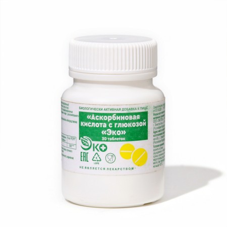 Ascorbic acid with ecotex glucose, 30 tablets of 0.1 g