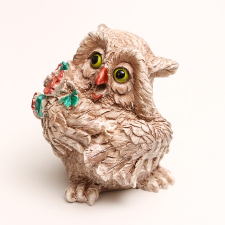 Figure "Owl with a bouquet" 8x6x6cm-1
