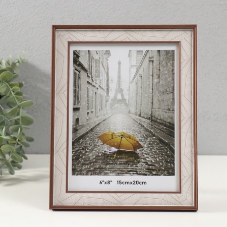 Photo frame plastic 15x20 cm "Abstraction of lines on white" coffee 1.5x18.6x23.6 cm-1