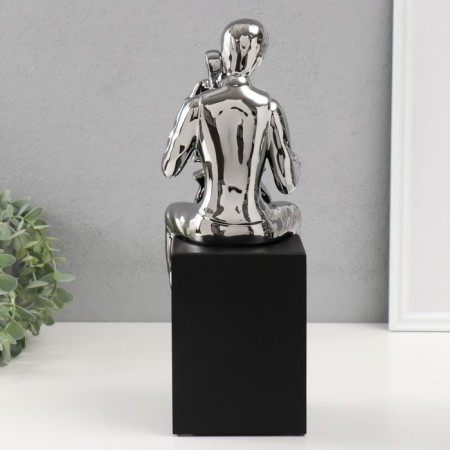 Souvenir Ceramics "Boy with cello" silver 11.5x12x34 cm-2