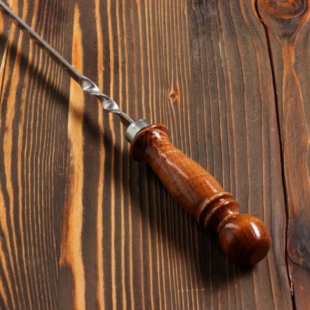 Uzbek poker with a wooden handle, with a pattern, 60/1 cm, full length 82 cm, steel 3 mm-2