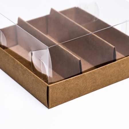 Confectionery box folding under 3 eclairs, craft, 13.5x13.5x7cm-2