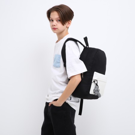 School textile school with pockets, 38x29x11 cm, black color-6