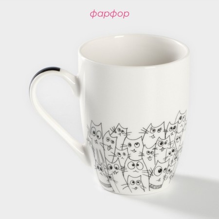 Ceramic share mug “Cats are love”, 350 ml, white color-1