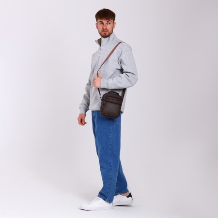 Male bag on lightning, long belt, brown color-5