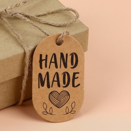 A set of tags with jute and stickers "Hand Made", 10 pcs, 3.5 × 6 cm / 6 pcs, 4 × 4 cm, color crafting-5