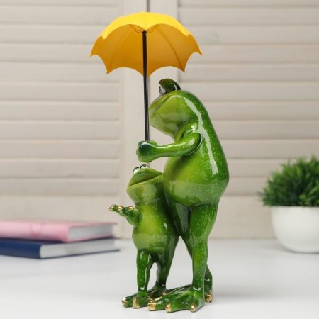 Souvenir Polystone Lak "Frog with a son under an umbrella" 22.5x9x11 cm-2