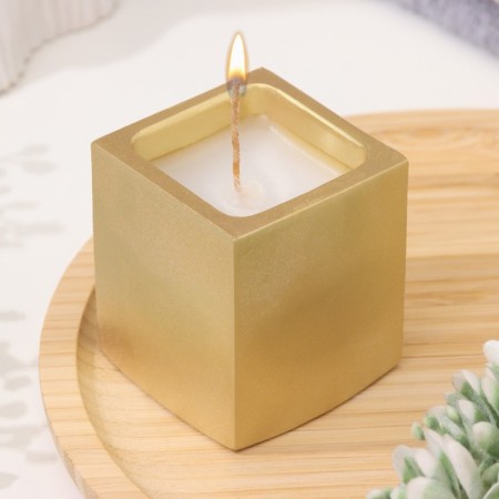 Candle "Square" in a candlestick of gypsum, 5x6cm, gold