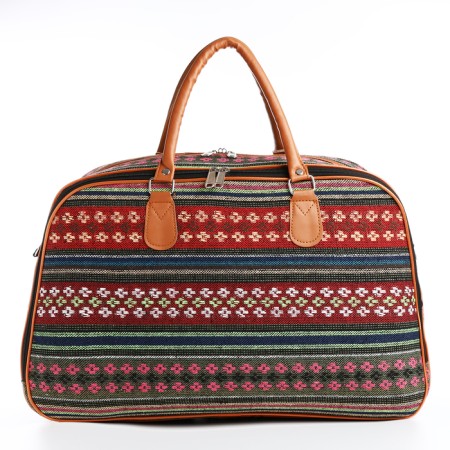 Road bag, 2 parts on zippers, long belt, red/multi -colored color-1