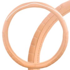 Leather braid, l beige Skyway, with white strip, s01102323