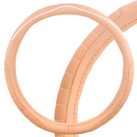 Leather braid, l beige Skyway, with white strip, s01102323